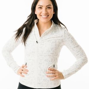 ZYIA Active Cream White Form Zipper Jacket Logo Women's L large